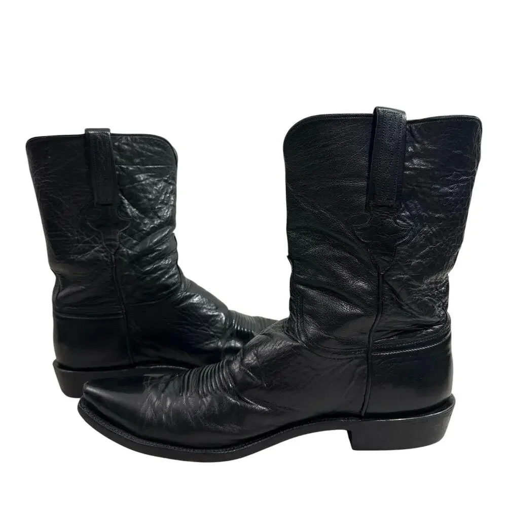Lucchese Classics Handmade Black Leather Cowboy Boots USA Men’s 11 Est